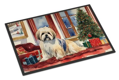 Lhasa Apso Cozy Christmas Doormat Front Door Mat Indoor Outdoor Rugs for Entryway, Non Slip Washable Low Pile, 24H X 36W -E
