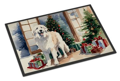Great Pyrenees Cozy Christmas Doormat Front Door Mat Indoor Outdoor Rugs for Entryway, Non Slip Washable Low Pile, 18H X 27W -M