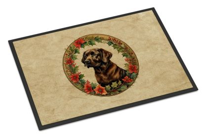 Labrador Retriever Christmas Flowers Doormat Front Door Mat Indoor Outdoor Rugs for Entryway, Non Slip Washable Low Pile, 18H X 27W -J