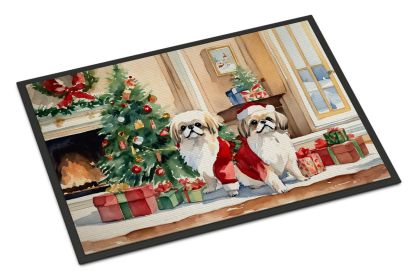 Pekingese Cozy Christmas Doormat Front Door Mat Indoor Outdoor Rugs for Entryway, Non Slip Washable Low Pile, 18H X 27W -H
