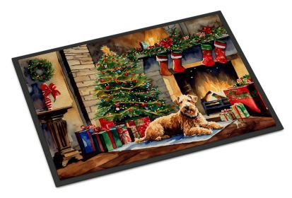 Lakeland Terrier Cozy Christmas Doormat Front Door Mat Indoor Outdoor Rugs for Entryway, Non Slip Washable Low Pile, 18H X 27W -G