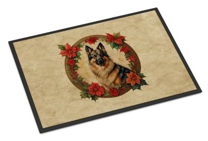 Belgian Tervuren Christmas Flowers Doormat Front Door Mat Indoor Outdoor Rugs for Entryway, Non Slip Washable Low Pile, 18H X 27W -D