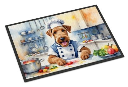 Airedale Terrier The Chef Doormat Front Door Mat Indoor Outdoor Rugs for Entryway, Non Slip Washable Low Pile, 18H X 27W -J
