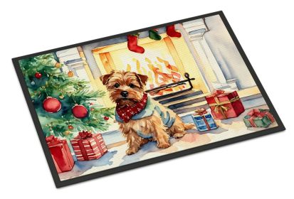 Norfolk Terrier Cozy Christmas Doormat Front Door Mat Indoor Outdoor Rugs for Entryway, Non Slip Washable Low Pile, 18H X 27W -M