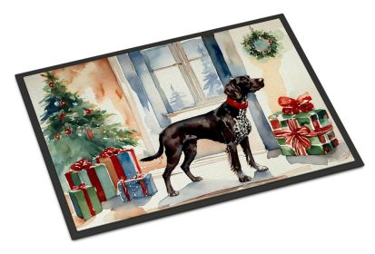 German Shorthaired Pointer Cozy Christmas Doormat Front Door Mat Indoor Outdoor Rugs for Entryway, Non Slip Washable Low Pile, 18H X 27W -I