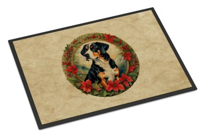 Entlebucher Mountain Dog Christmas Flowers Doormat Front Door Mat Indoor Outdoor Rugs for Entryway, Non Slip Washable Low Pile, 18H X 27W -C
