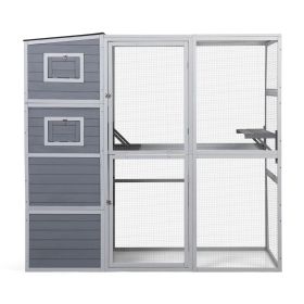 Large Wooden  Enclosure with Waterproof Roof & Platforms Gray