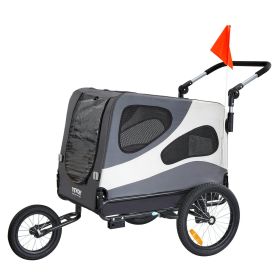 VEVOR Dog Bike Trailer up to 100 lbs 2-in-1 Stroller Cart Bicycle Carrier Easy Folding Quick Release Wheels Universal Bicycle Coupler Black/Gray