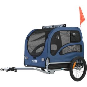 VEVOR Dog Bike Trailer up to 100 lbs Cart Bicycle Carrier Easy Folding Frame Quick Release Wheels Universal Bicycle Coupler Collapsible Blue/Black