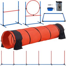 VEVOR Dog Agility Training Equipment 5 PCS Set Upgrade w/ Hurdles Extended Tunnel-C