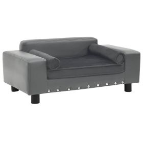 Dog Sofa Gray 31.9"x16.9"x12.2" Plush & Faux Leather