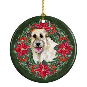 Irish Wolfhound Poinsetta Wreath Ceramic Ornament Christmas Tree Hanging Decorations for Home Christmas HolidayParty