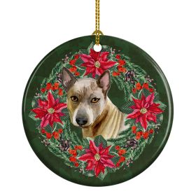 Thai Ridgeback Poinsetta Wreath Ceramic Ornament Christmas Tree Hanging Decorations for Home Christmas HolidayParty
