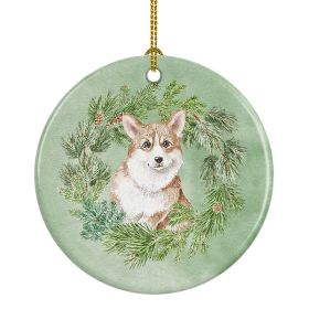 Corgi Red Christmas Wreath Ceramic Ornament Christmas Tree Hanging Decorations for Home Christmas HolidayParty