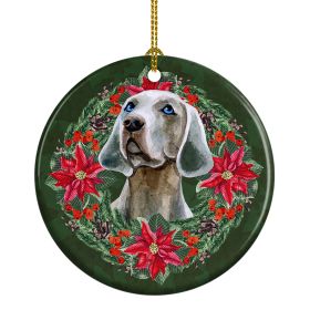 Weimaraner Poinsetta Wreath Ceramic Ornament Christmas Tree Hanging Decorations for Home Christmas HolidayParty
