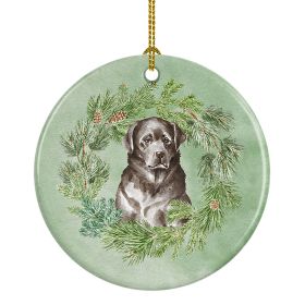 Labrador Retriever Black Christmas Wreath Ceramic Ornament Christmas Tree Hanging Decorations for Home Christmas HolidayParty