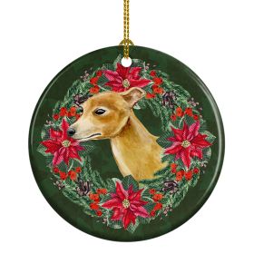 Italian Greyhound Poinsetta Wreath Ceramic Ornament Christmas Tree Hanging Decorations for Home Christmas HolidayParty