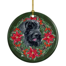 Giant Schnauzer Poinsetta Wreath Ceramic Ornament Christmas Tree Hanging Decorations for Home Christmas HolidayParty