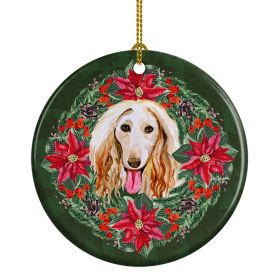 Afghan Hound Poinsetta Wreath Ceramic Ornament Christmas Tree Hanging Decorations for Home Christmas HolidayParty