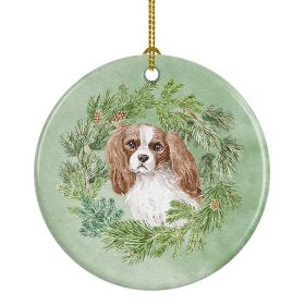 Cavalier Spaniel Blenheim Christmas Wreath Ceramic Ornament Christmas Tree Hanging Decorations for Home Christmas HolidayParty
