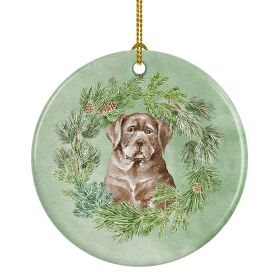 Labrador Retriever Puppy Chocolate Christmas Wreath Ceramic Ornament Christmas Tree Hanging Decorations for Home Christmas HolidayParty