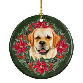 Golden Retriever Poinsetta Wreath Ceramic Ornament Christmas Tree Hanging Decorations for Home Christmas HolidayParty
