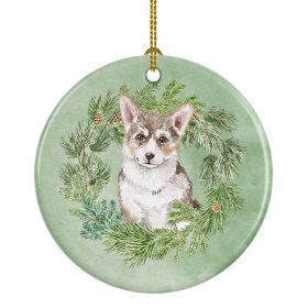 Corgi Puppy Sable Christmas Wreath Ceramic Ornament Christmas Tree Hanging Decorations for Home Christmas HolidayParty