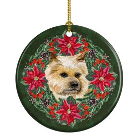 Cairn Terrier Poinsetta Wreath Ceramic Ornament Christmas Tree Hanging Decorations for Home Christmas HolidayParty