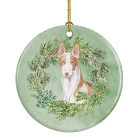 Ibizan Hound Sitting Tall Christmas Wreath Ceramic Ornament Christmas Tree Hanging Decorations for Home Christmas HolidayParty