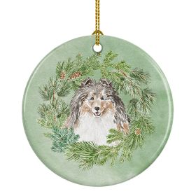 Sheltie/Shetland Sheepdog Tricolor Smiling #1 Christmas Wreath Ceramic Ornament Christmas Tree Hanging Decorations for Home Christmas HolidayParty
