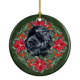 Newfoundland Poinsetta Wreath Ceramic Ornament Christmas Tree Hanging Decorations for Home Christmas HolidayParty