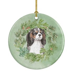 Cavalier Spaniel Tricolor Christmas Wreath Ceramic Ornament Christmas Tree Hanging Decorations for Home Christmas HolidayParty
