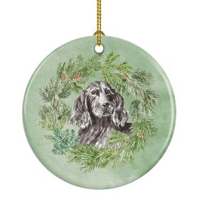 Cocker Spaniel Black Christmas Wreath Ceramic Ornament Christmas Tree Hanging Decorations for Home Christmas HolidayParty