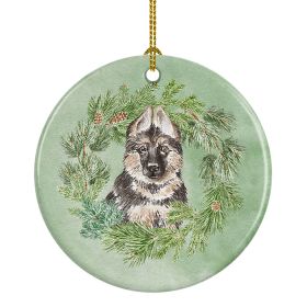 German Shepherd Puppy Christmas Wreath Ceramic Ornament Christmas Tree Hanging Decorations for Home Christmas HolidayParty