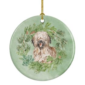 Briard Smiling Christmas Wreath Ceramic Ornament Christmas Tree Hanging Decorations for Home Christmas HolidayParty