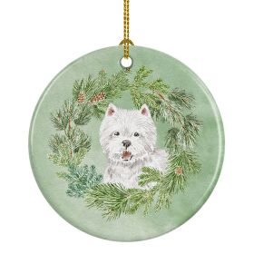 West Highland White Terrier Smiling Christmas Wreath Ceramic Ornament Christmas Tree Hanging Decorations for Home Christmas HolidayParty