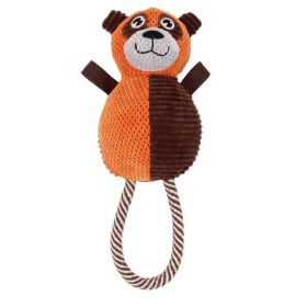Pet Life Plush Huggabear Natural Jute And Squeak Chew Tugging Dog Toy-V