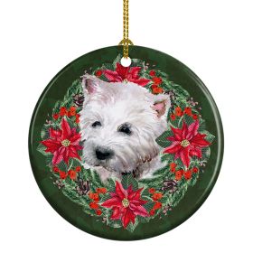 Westie Poinsetta Wreath Ceramic Ornament Christmas Tree Hanging Decorations for Home Christmas HolidayParty