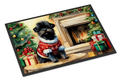 Affenpinscher Cozy Christmas Doormat Front Door Mat Indoor Outdoor Rugs for Entryway, Non Slip Washable Low Pile, 18H X 27W -D