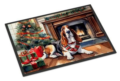 Basset Hound Cozy Christmas Doormat Front Door Mat Indoor Outdoor Rugs for Entryway, Non Slip Washable Low Pile, 18H X 27W -B