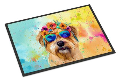 Cairn Terrier Hippie Dawg Doormat Front Door Mat Indoor Outdoor Rugs for Entryway, Non Slip Washable Low Pile, 18H X 27W -C