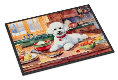 Bichon Frise Christmas Cookies Doormat Front Door Mat Indoor Outdoor Rugs for Entryway, Non Slip Washable Low Pile, 18H X 27W -K