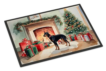 Doberman Pinscher Cozy Christmas Doormat Front Door Mat Indoor Outdoor Rugs for Entryway, Non Slip Washable Low Pile, 18H X 27W -B