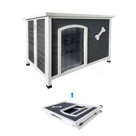 40.55" Wooden Folding Dog HouseOutdoor Waterproof Dog CageIndoor Solid Wood Outside Dog Shelter Kennel Easy to Assemble
