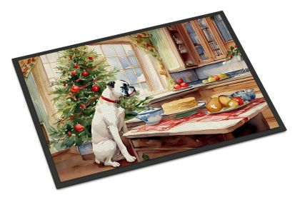 White Boxer Christmas Cookies Doormat Front Door Mat Indoor Outdoor Rugs for Entryway, Non Slip Washable Low Pile, 18H X 27W -E