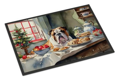 English Bulldog Christmas Cookies Doormat Front Door Mat Indoor Outdoor Rugs for Entryway, Non Slip Washable Low Pile, 18H X 27W -A