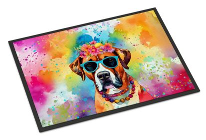Boxer Hippie Dawg Doormat Front Door Mat Indoor Outdoor Rugs for Entryway, Non Slip Washable Low Pile, 18H X 27W -K
