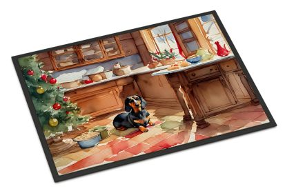 Dachshund Christmas Cookies Doormat Front Door Mat Indoor Outdoor Rugs for Entryway, Non Slip Washable Low Pile, 18H X 27W -K