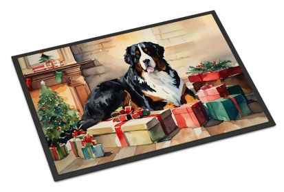 Bernese Mountain Dog Cozy Christmas Doormat Front Door Mat Indoor Outdoor Rugs for Entryway, Non Slip Washable Low Pile, 18H X 27W -C