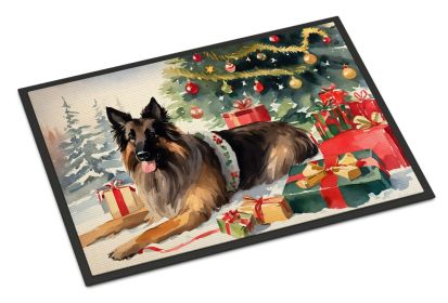 Belgian Tervuren Cozy Christmas Doormat Front Door Mat Indoor Outdoor Rugs for Entryway, Non Slip Washable Low Pile, 18H X 27W -E